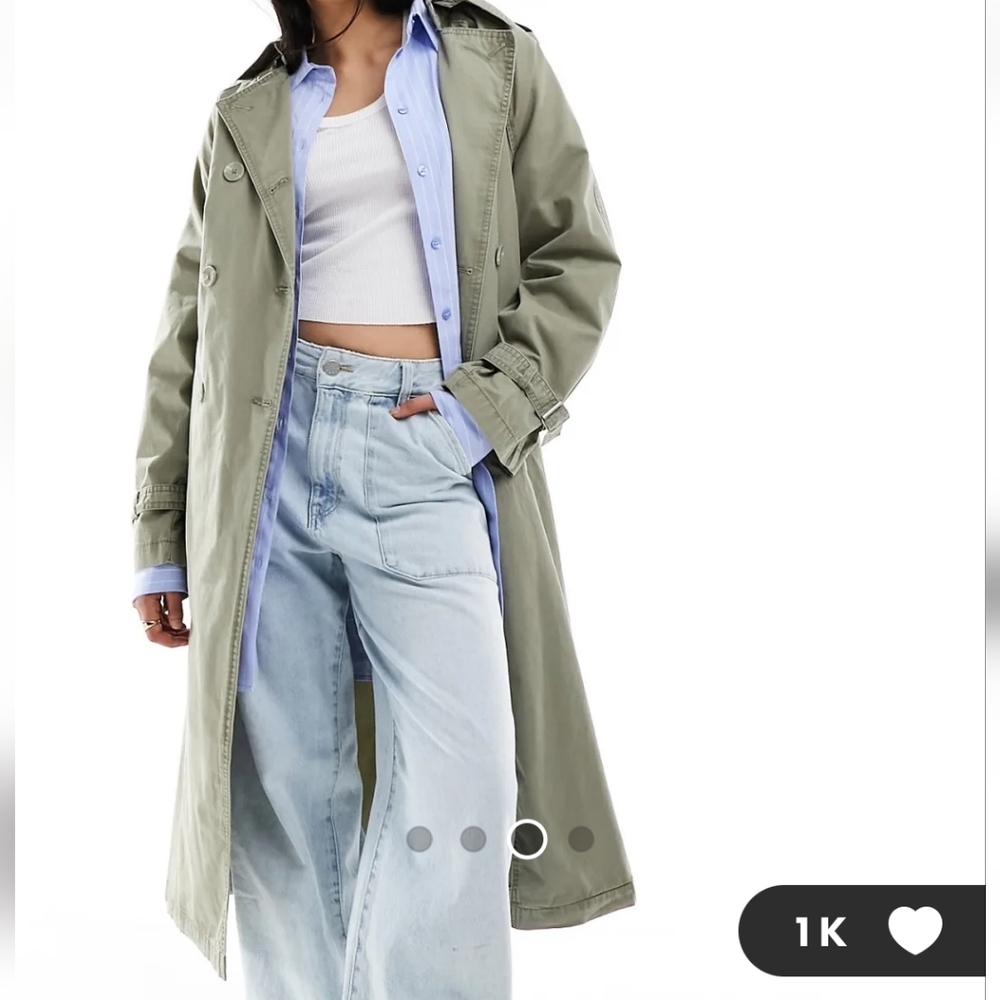Stradivarius washed trench coat in khaki